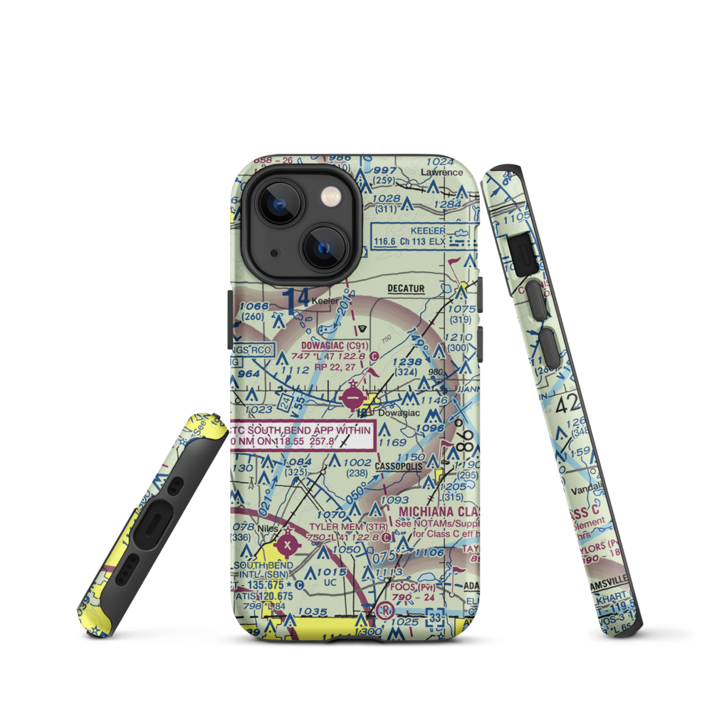 Dowagiac Municipal Airport (C91) VFR Sectional  Tough iPhone Case iPhone 13 mini model shown