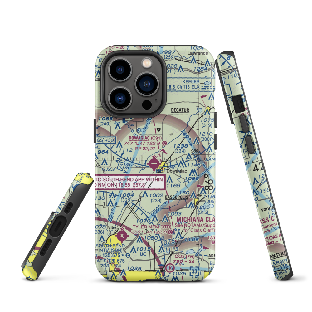 Dowagiac Municipal Airport (C91) VFR Sectional  Tough iPhone Case iPhone 13 Pro model shown