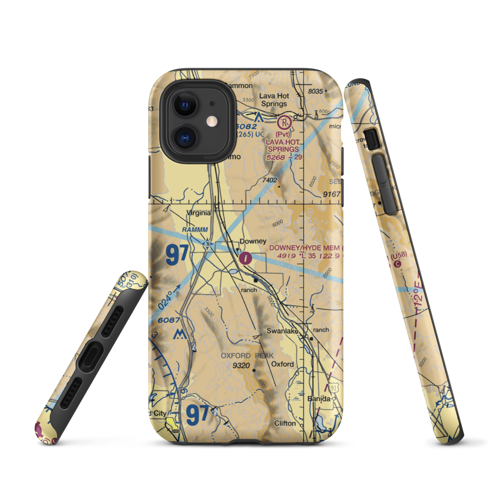 Downey/Hyde Memorial Airport (U58) VFR Sectional  Tough iPhone Case iPhone 11 model shown