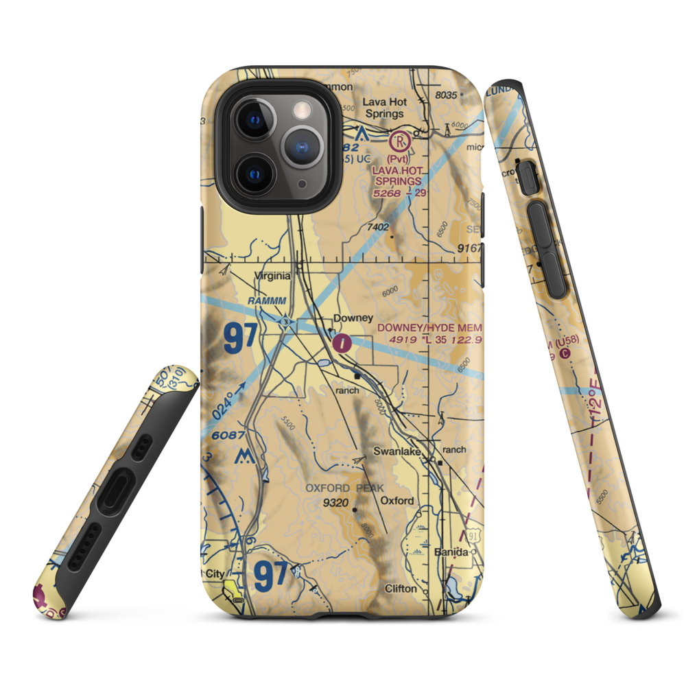 Downey/Hyde Memorial Airport (U58) VFR Sectional  Tough iPhone Case iPhone 11 Pro model shown
