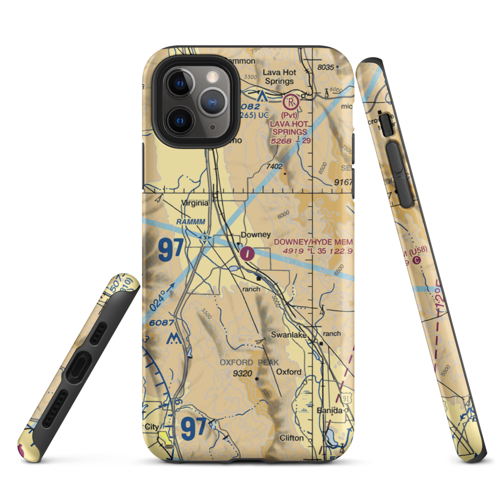 Downey/Hyde Memorial Airport (U58) VFR Sectional  Tough iPhone Case iPhone 11 Pro Max model shown