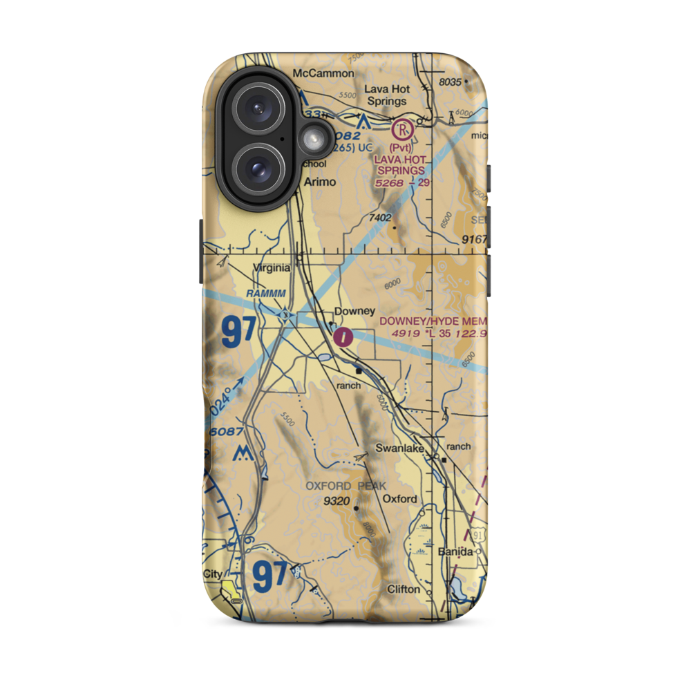 Downey/Hyde Memorial Airport (U58) VFR Sectional  Tough iPhone Case iPhone 16 Plus model shown