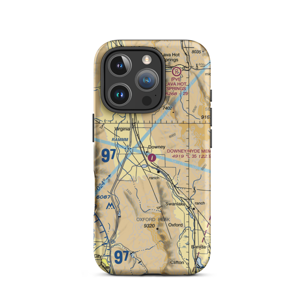 Downey/Hyde Memorial Airport (U58) VFR Sectional  Tough iPhone Case iPhone 16 Pro model shown