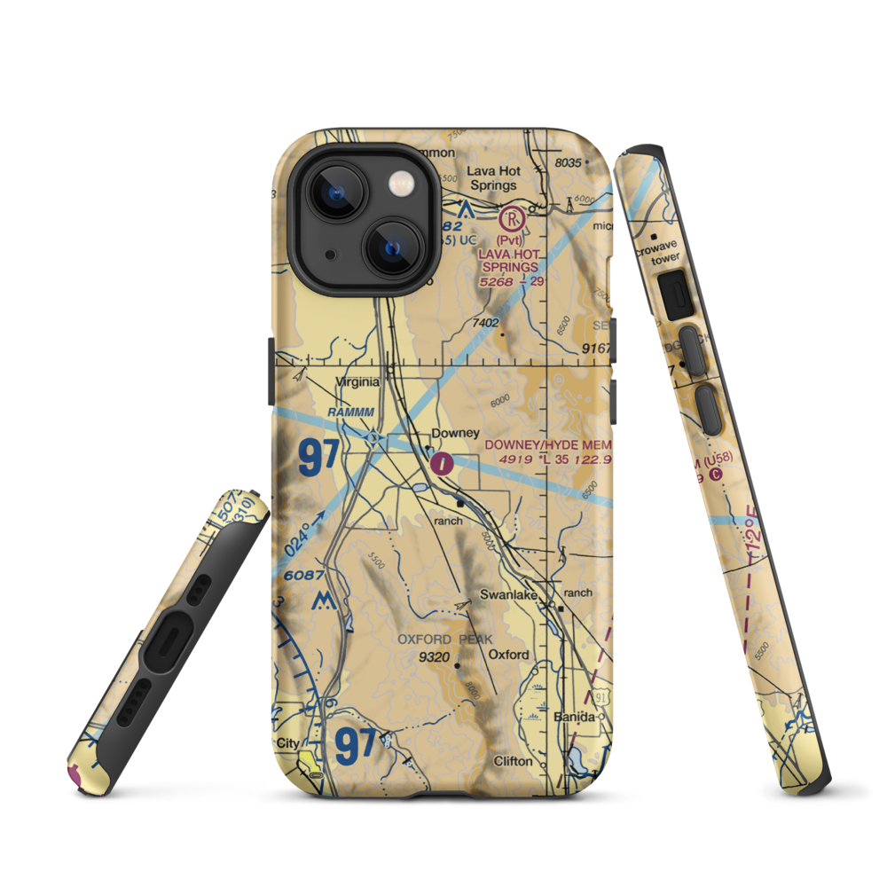Downey/Hyde Memorial Airport (U58) VFR Sectional  Tough iPhone Case iPhone 13 model shown