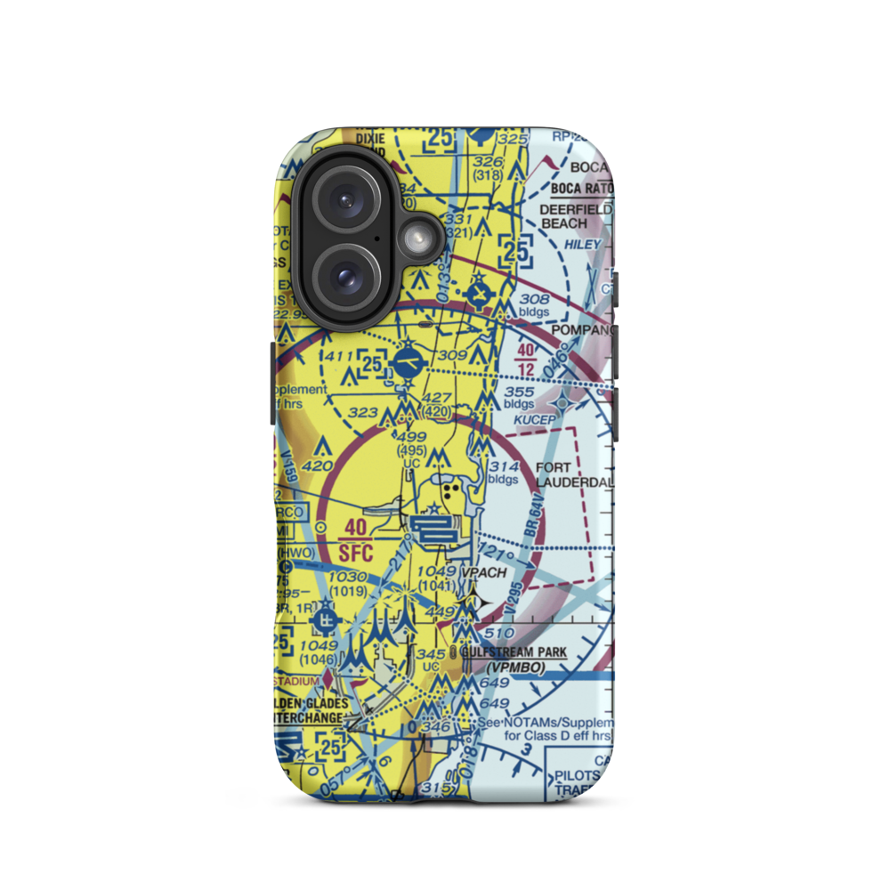 Downtown Fort Lauderdale Heliport (DT1) VFR Sectional  Tough iPhone Case iPhone 16 model shown