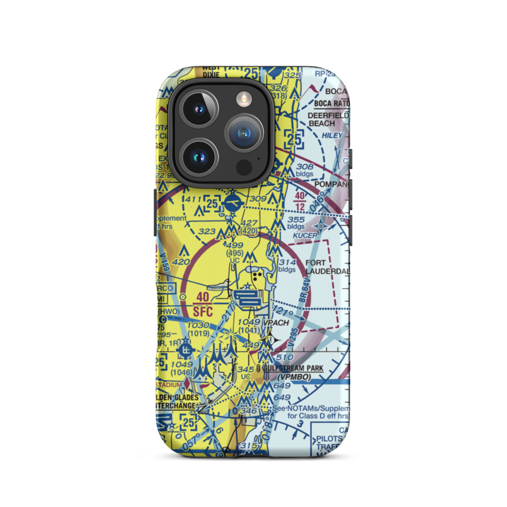 Downtown Fort Lauderdale Heliport (DT1) VFR Sectional  Tough iPhone Case iPhone 16 Pro model shown