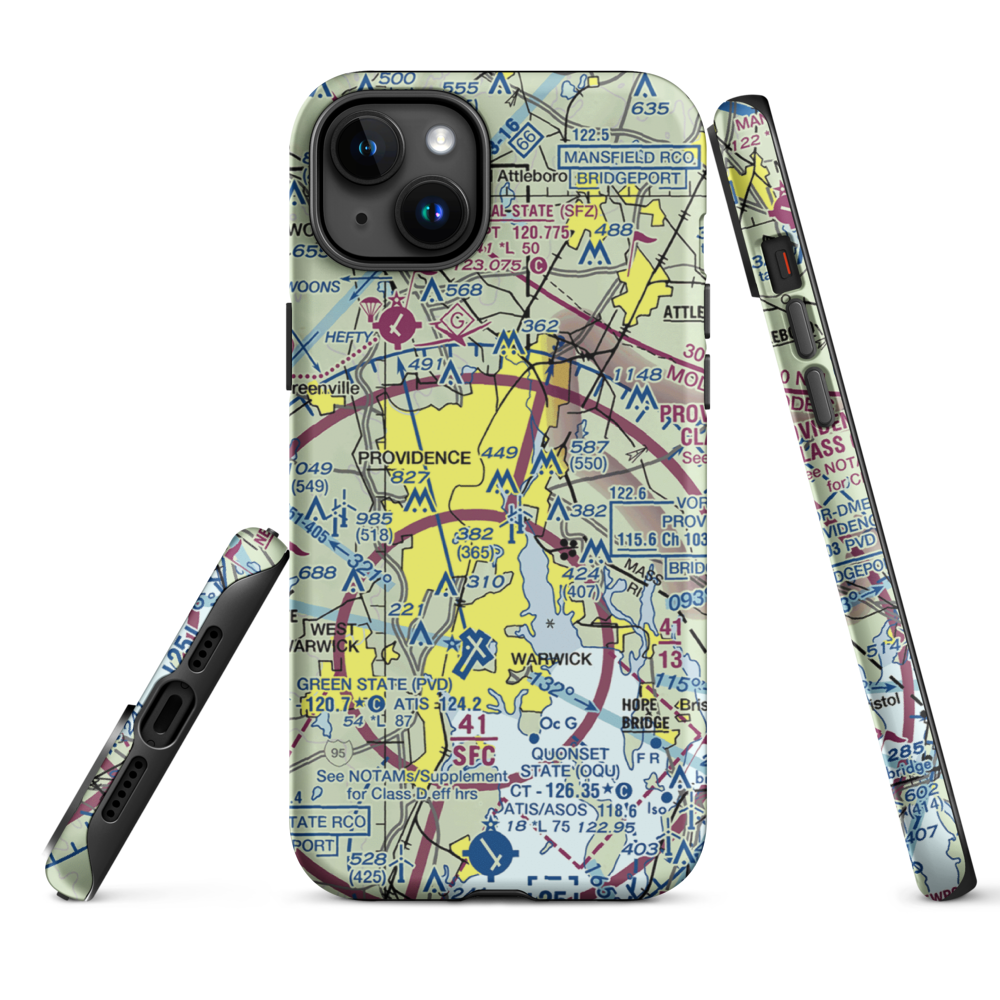 Downtown Providence Helistop (RI9) VFR Sectional  Tough iPhone Case iPhone 15 Plus model shown