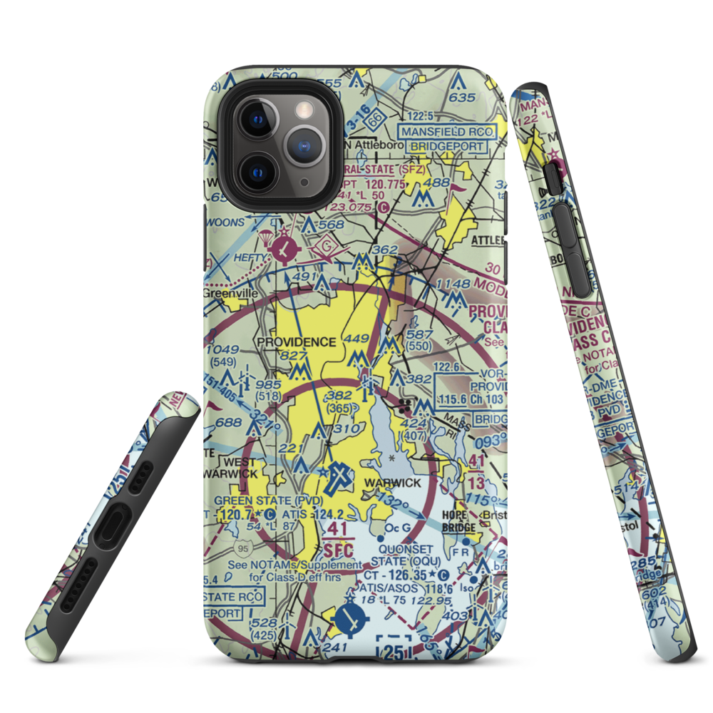 Downtown Providence Helistop (RI9) VFR Sectional  Tough iPhone Case iPhone 11 Pro Max model shown