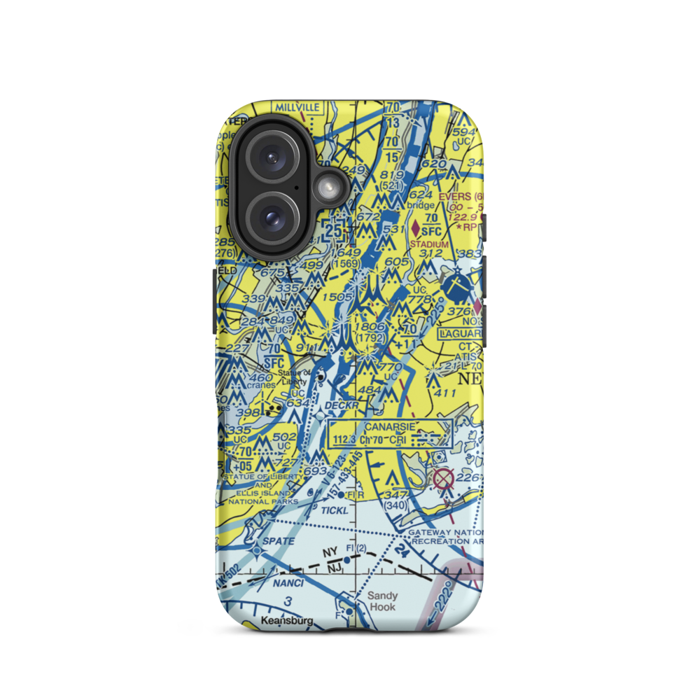 Downtown-Manhattan/Wall St Heliport (JRB) VFR Sectional  Tough iPhone Case iPhone 16 model shown