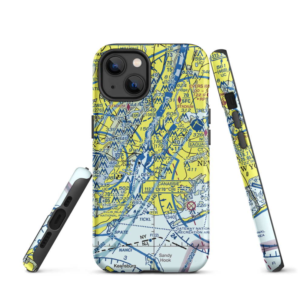 Downtown-Manhattan/Wall St Heliport (JRB) VFR Sectional  Tough iPhone Case iPhone 13 model shown