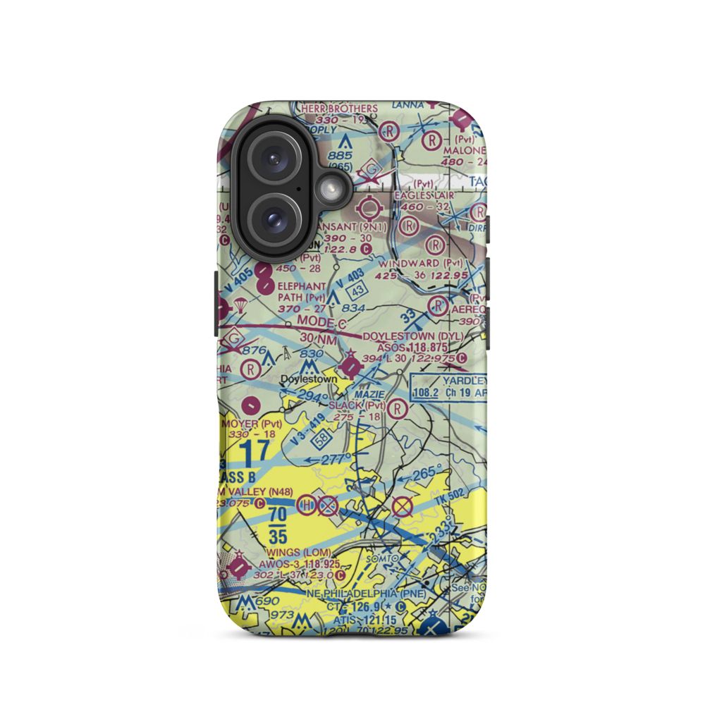 Doylestown Airport (DYL) VFR Sectional  Tough iPhone Case iPhone 16 model shown