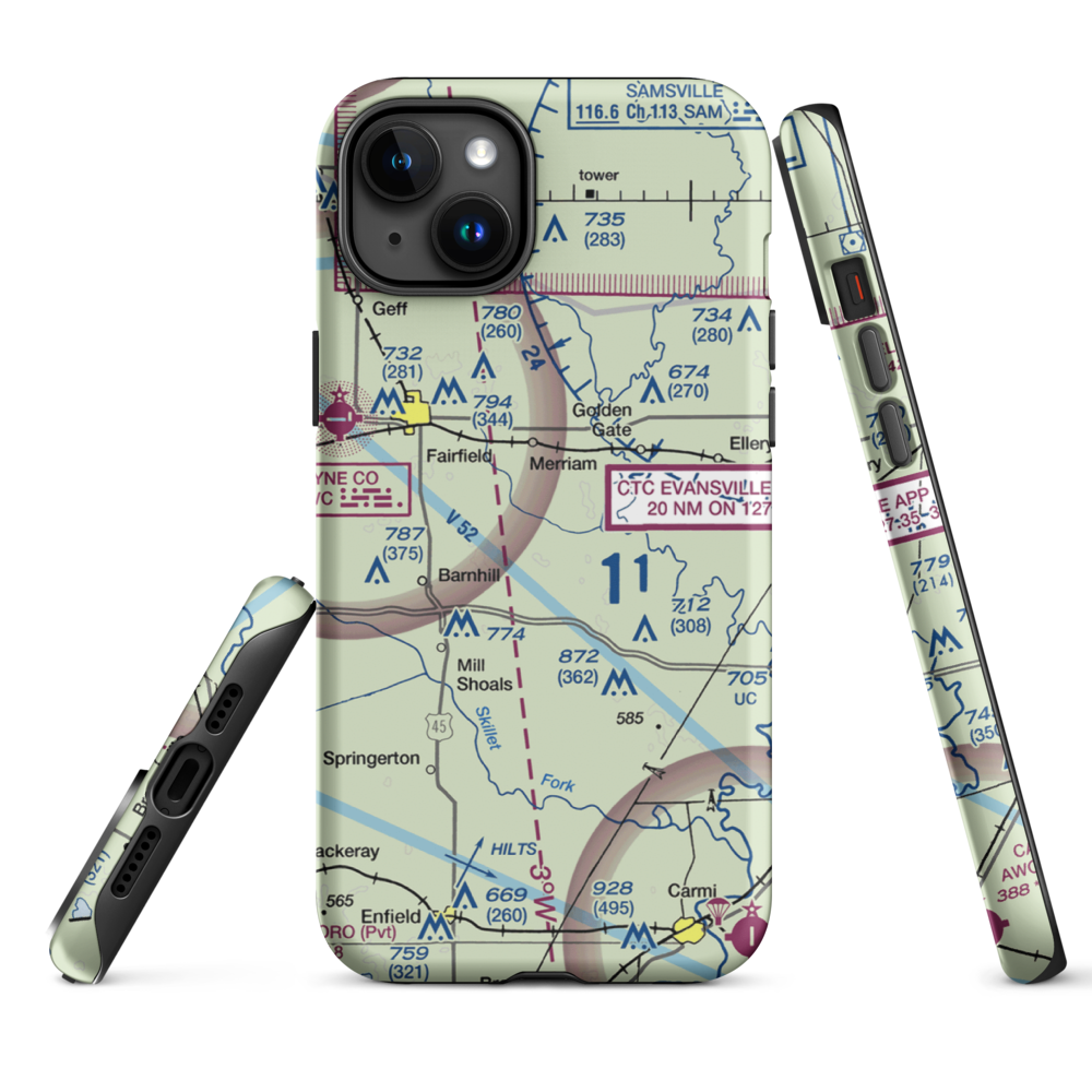 Dozier Airport (57IS) VFR Sectional  Tough iPhone Case iPhone 15 Plus model shown