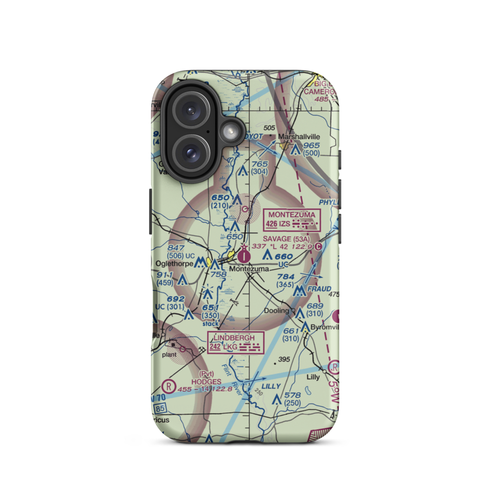 Dr. C P Savage Sr. Airport (53A) VFR Sectional  Tough iPhone Case iPhone 16 model shown