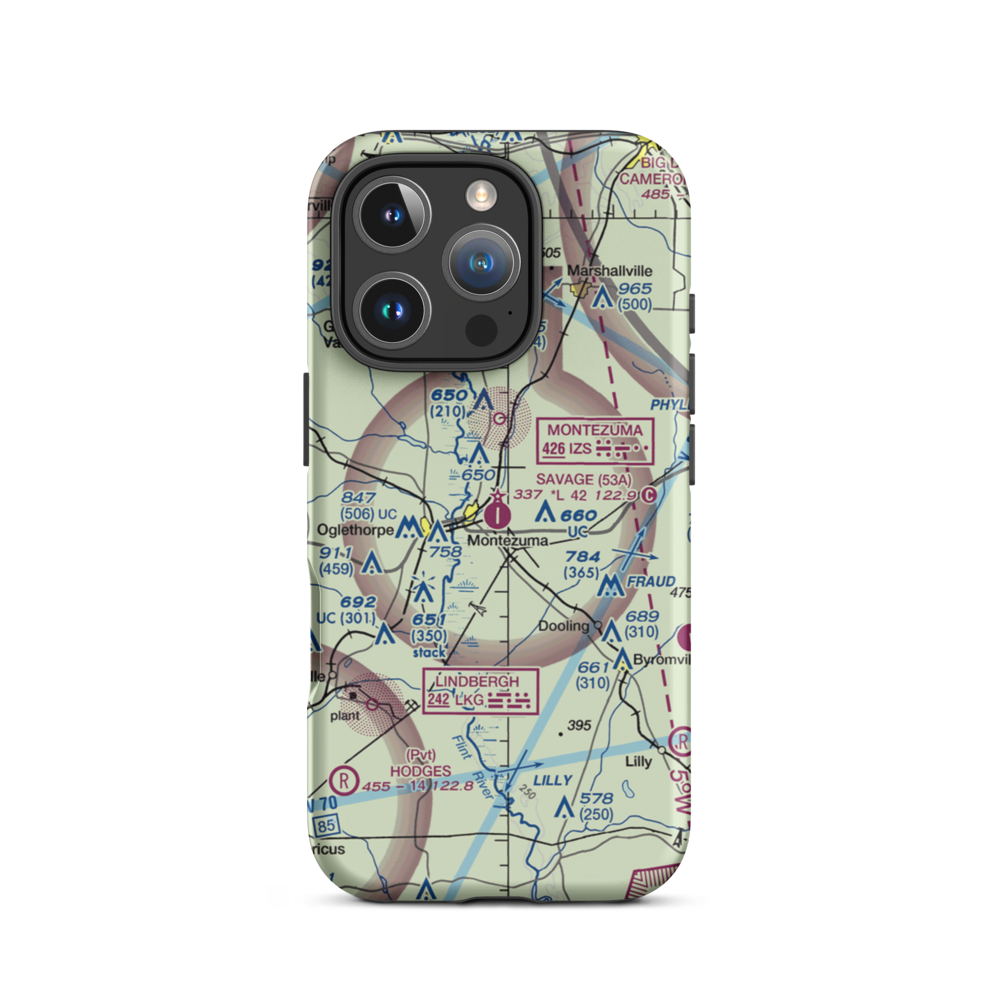 Dr. C P Savage Sr. Airport (53A) VFR Sectional  Tough iPhone Case iPhone 16 Pro model shown