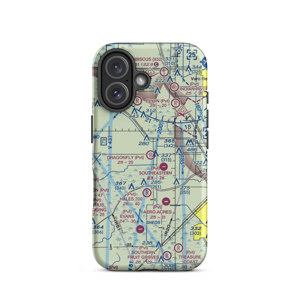 Dragonfly Airport (7FL8) VFR Sectional  Tough iPhone Case iPhone 16 model shown