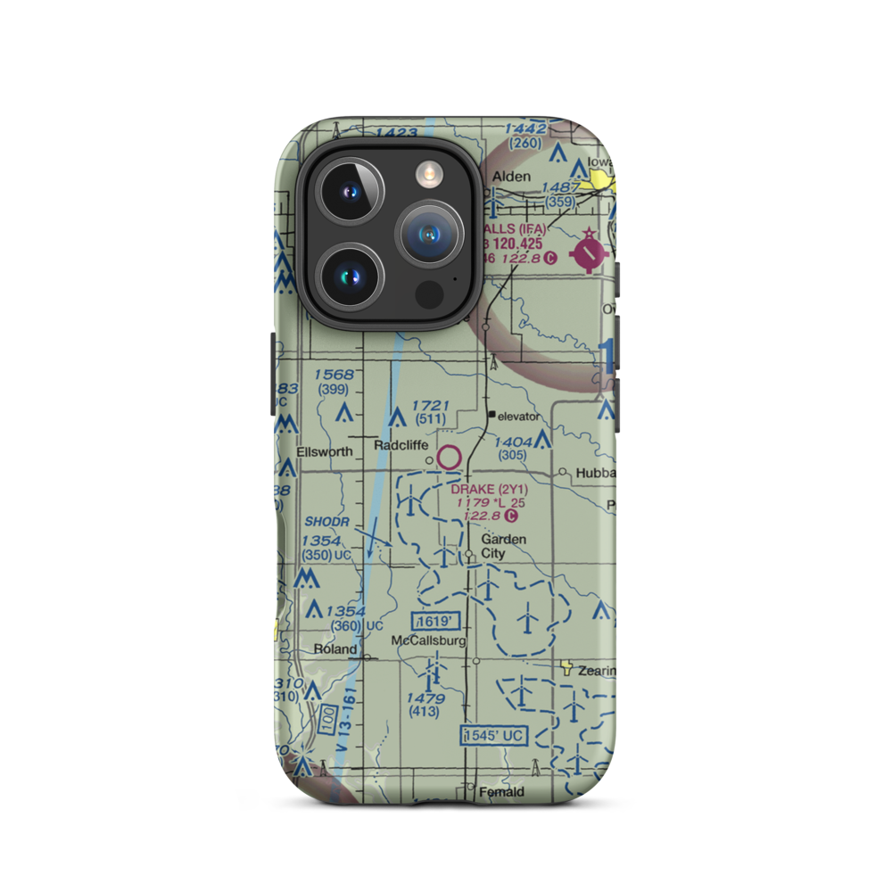 Drake Airport (2Y1) VFR Sectional  Tough iPhone Case iPhone 16 Pro model shown