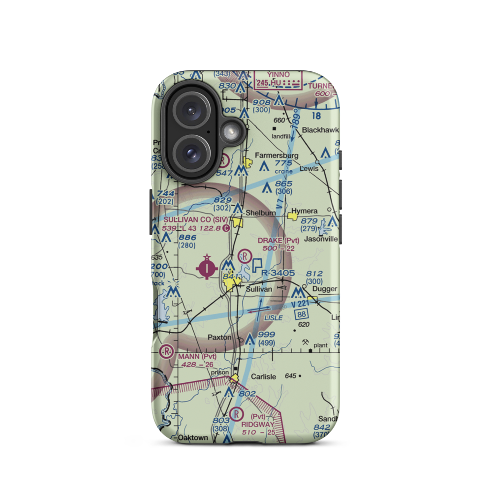 Drake Airport (49IN) VFR Sectional  Tough iPhone Case iPhone 16 model shown