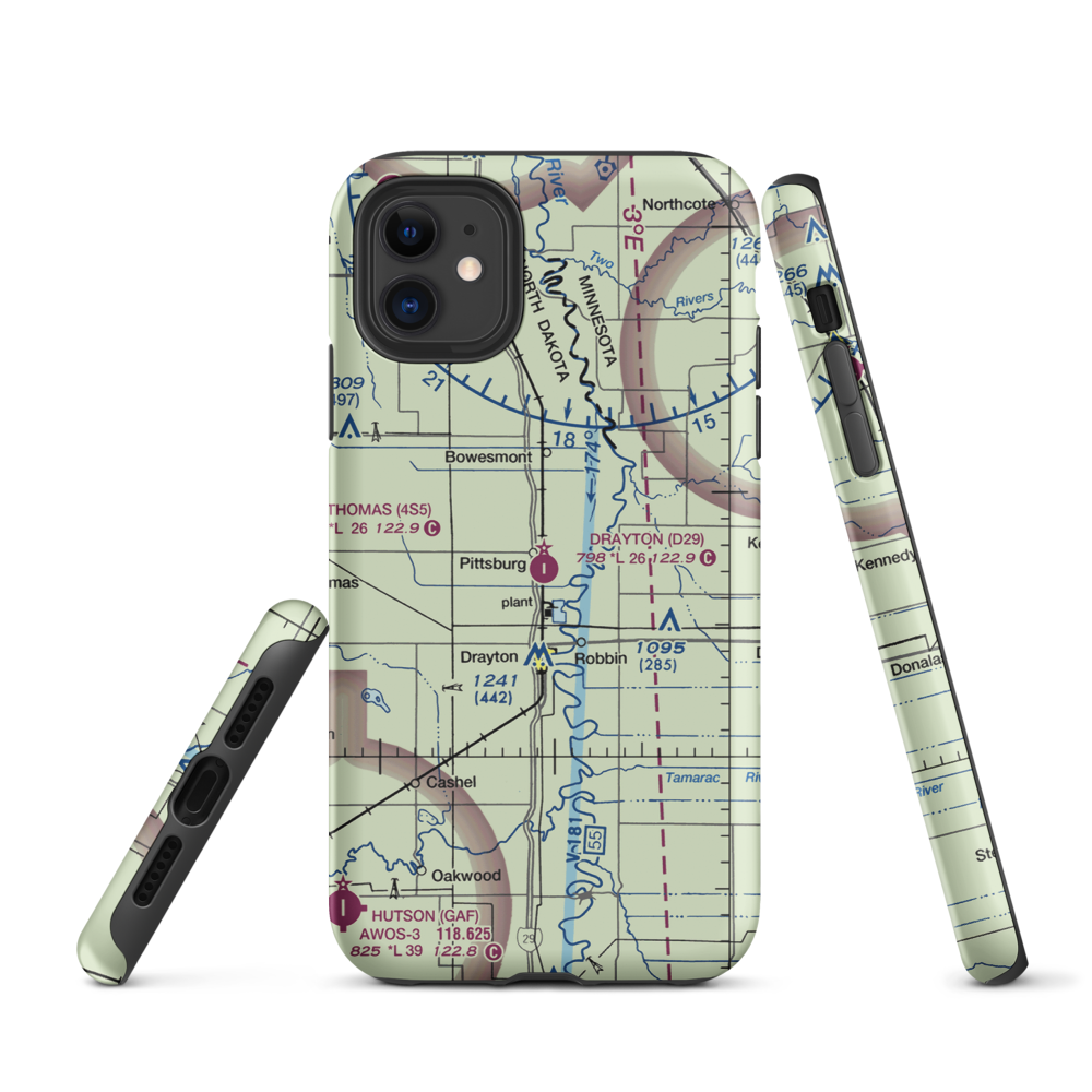 Drayton Municipal Airport (D29) VFR Sectional  Tough iPhone Case iPhone 11 model shown