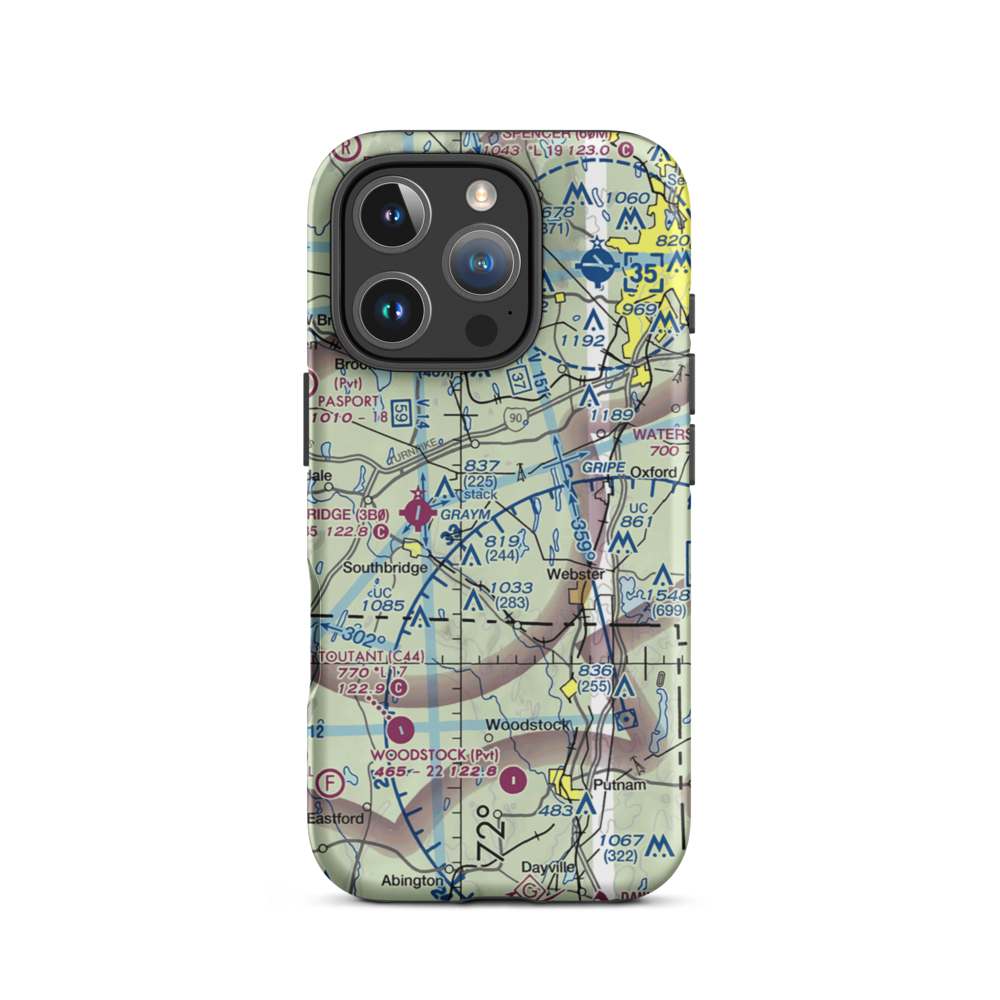 Dresser Hill Airport (MA30) VFR Sectional  Tough iPhone Case iPhone 16 Pro model shown