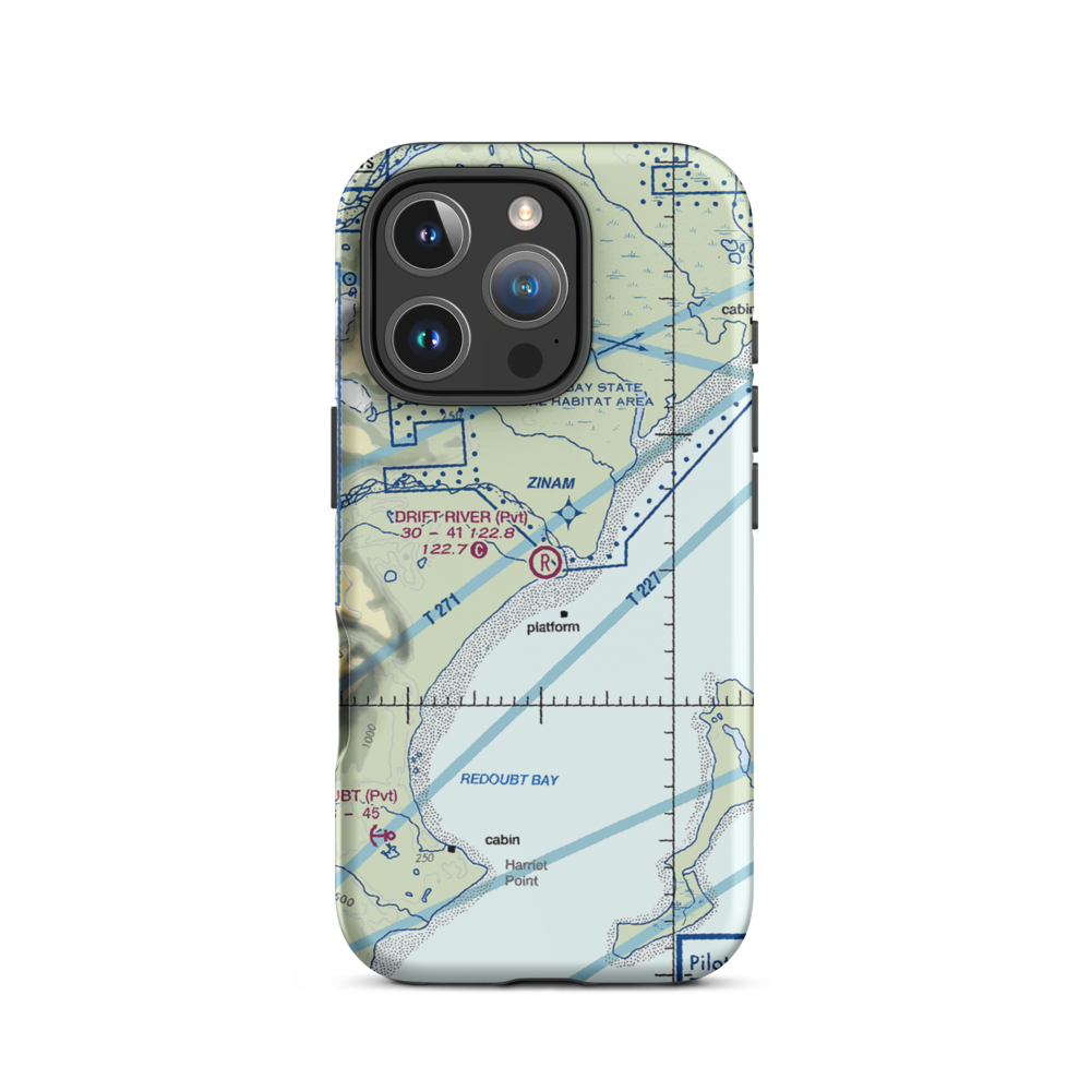 Drift River Airport (DRF) VFR Sectional  Tough iPhone Case iPhone 16 Pro model shown