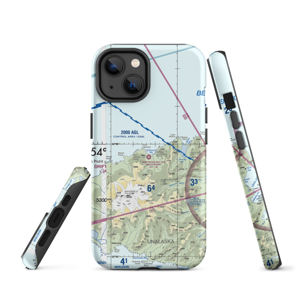 Driftwood Bay Air Force Station Airport (AK23) VFR Sectional  Tough iPhone Case iPhone 14 model shown