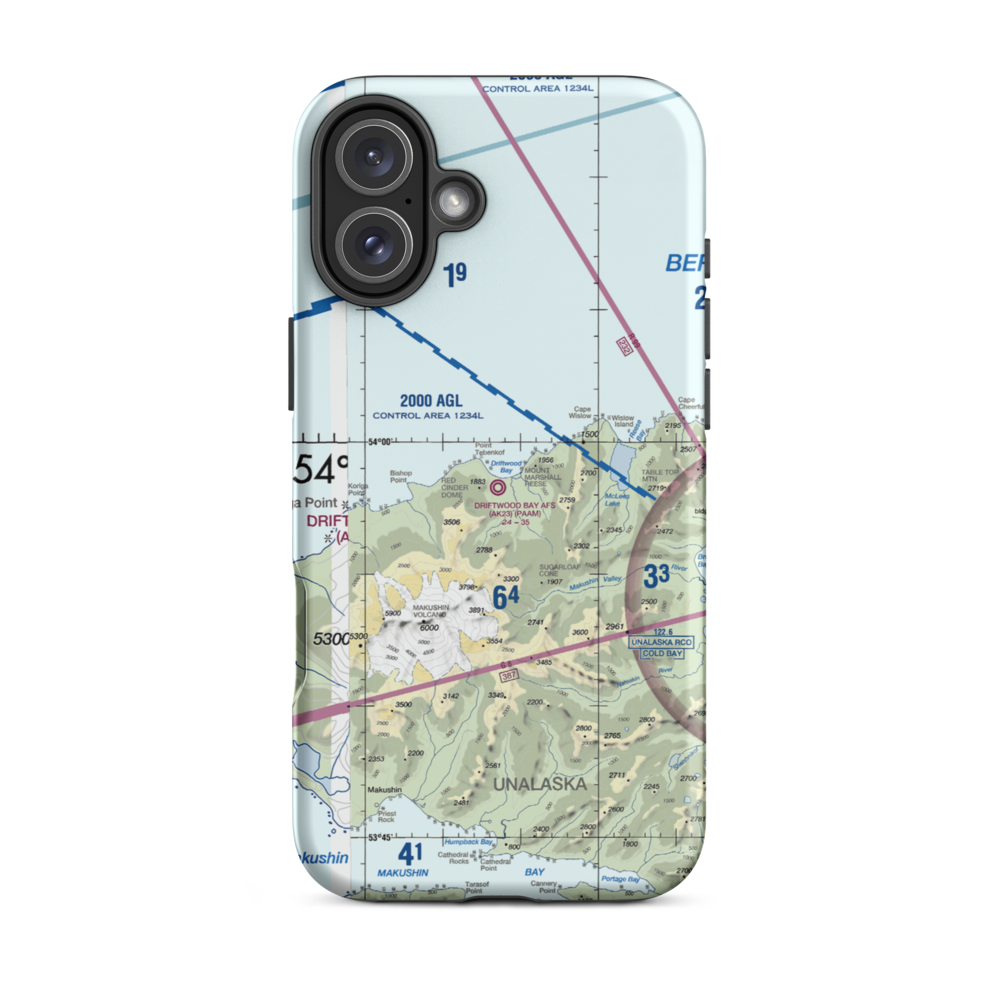 Driftwood Bay Air Force Station Airport (AK23) VFR Sectional  Tough iPhone Case iPhone 16 Plus model shown