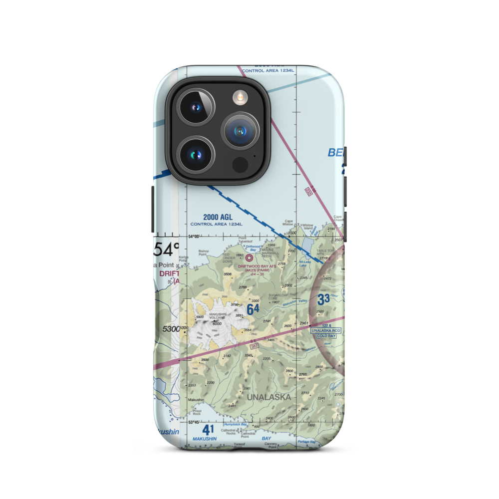 Driftwood Bay Air Force Station Airport (AK23) VFR Sectional  Tough iPhone Case iPhone 16 Pro model shown