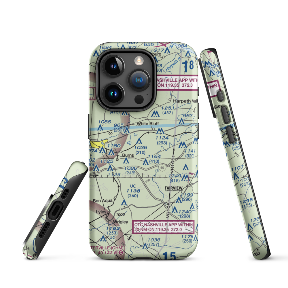 Dripping Springs Farm Airport (6TN9) VFR Sectional  Tough iPhone Case iPhone 15 Pro model shown