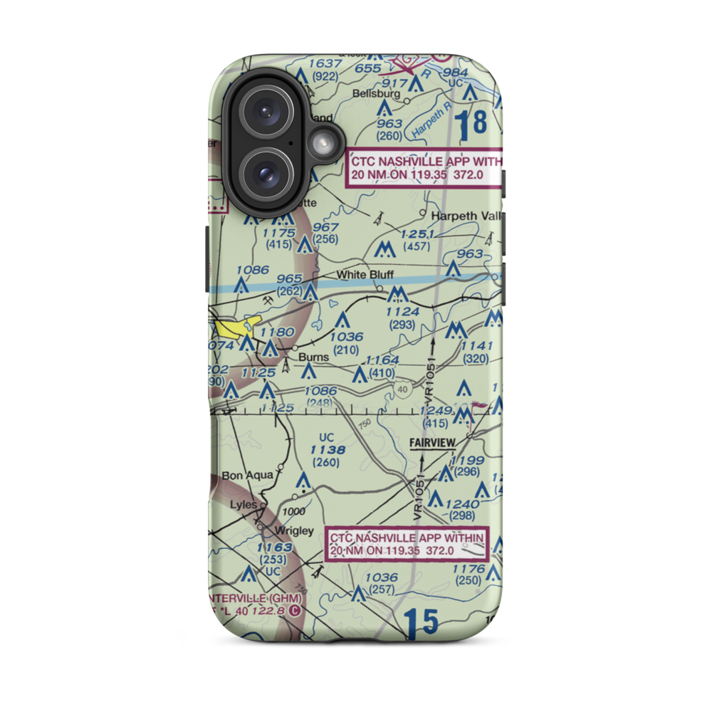 Dripping Springs Farm Airport (6TN9) VFR Sectional  Tough iPhone Case iPhone 16 Plus model shown