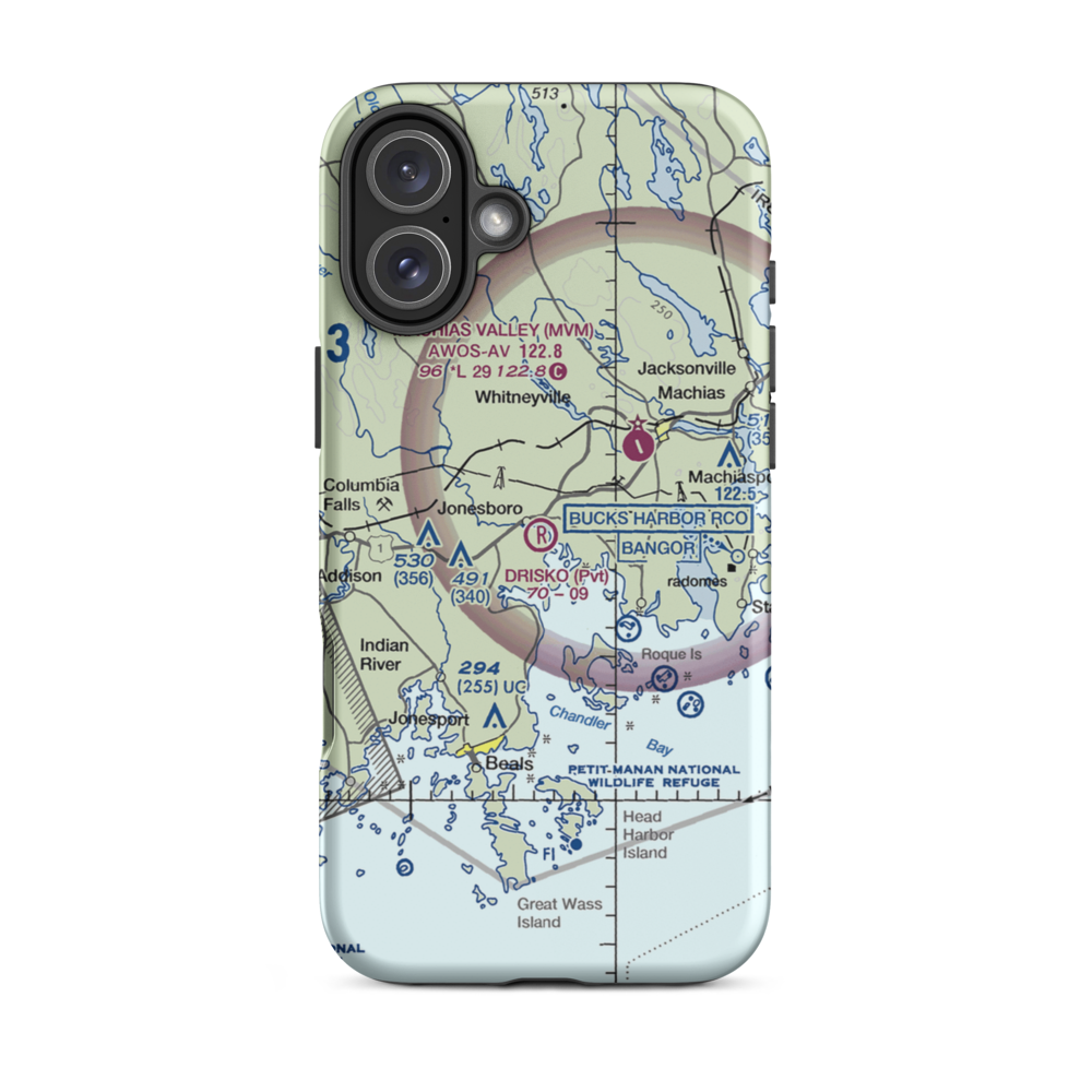 Drisko Airport (05ME) VFR Sectional  Tough iPhone Case iPhone 16 Plus model shown