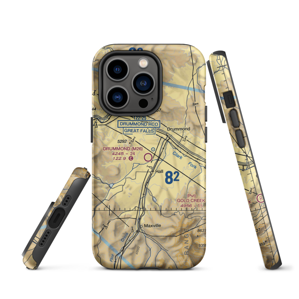 Drummond Airport (M26) VFR Sectional  Tough iPhone Case iPhone 14 Pro model shown
