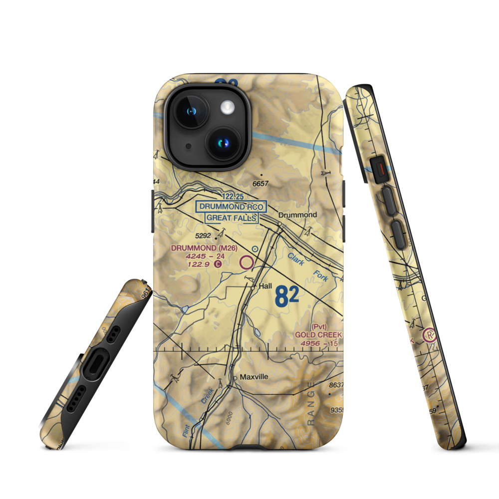 Drummond Airport (M26) VFR Sectional  Tough iPhone Case iPhone 15 model shown