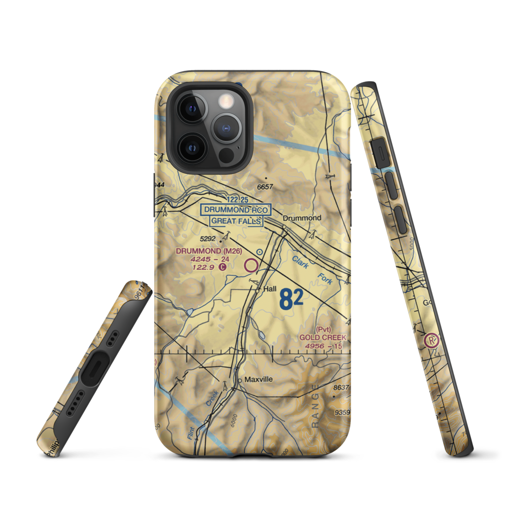 Drummond Airport (M26) VFR Sectional  Tough iPhone Case iPhone 12 Pro model shown