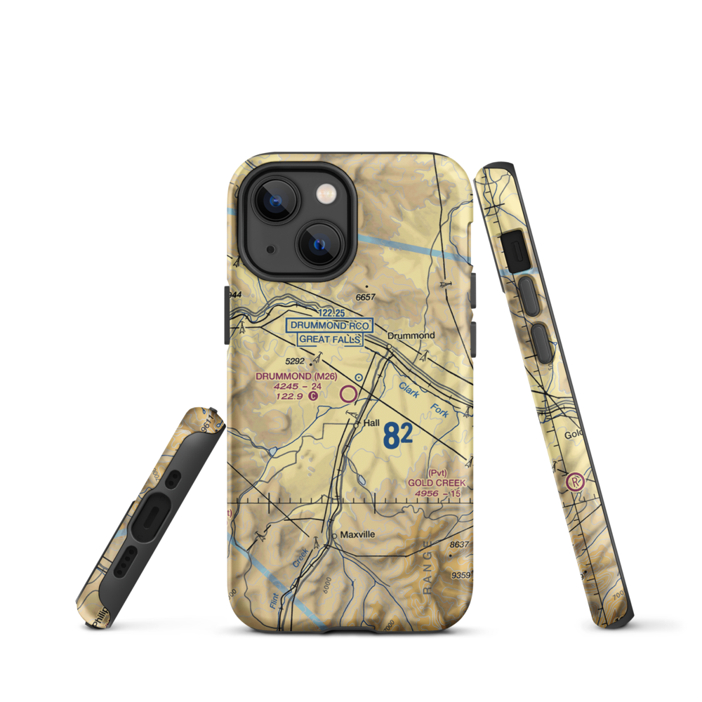 Drummond Airport (M26) VFR Sectional  Tough iPhone Case iPhone 13 mini model shown
