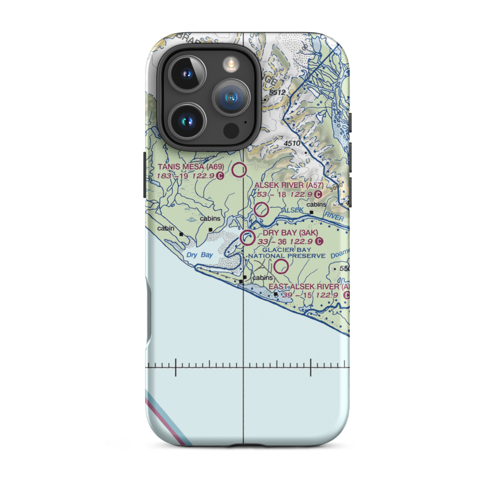 Dry Bay Airport (3AK) VFR Sectional  Tough iPhone Case iPhone 16 Pro Max model shown