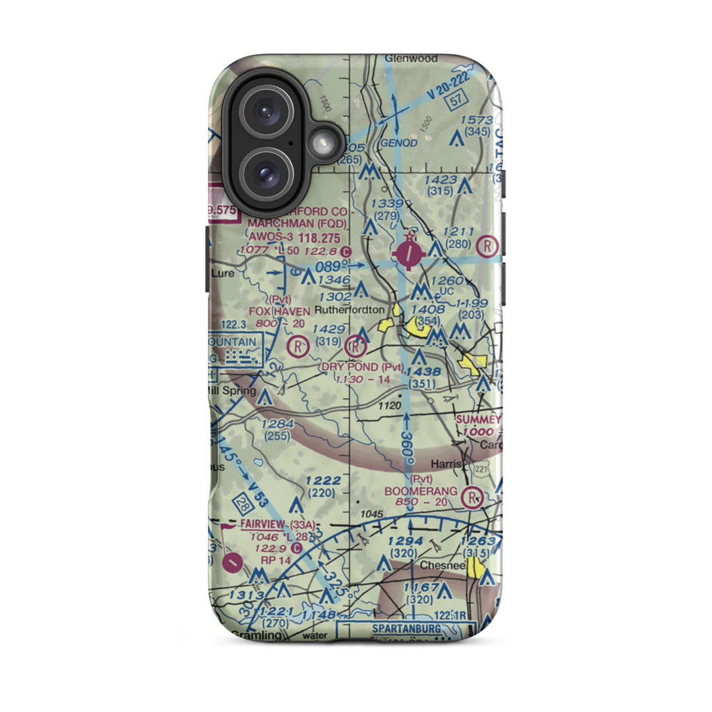 Dry Pond Airport (28NR) VFR Sectional  Tough iPhone Case iPhone 16 Plus model shown