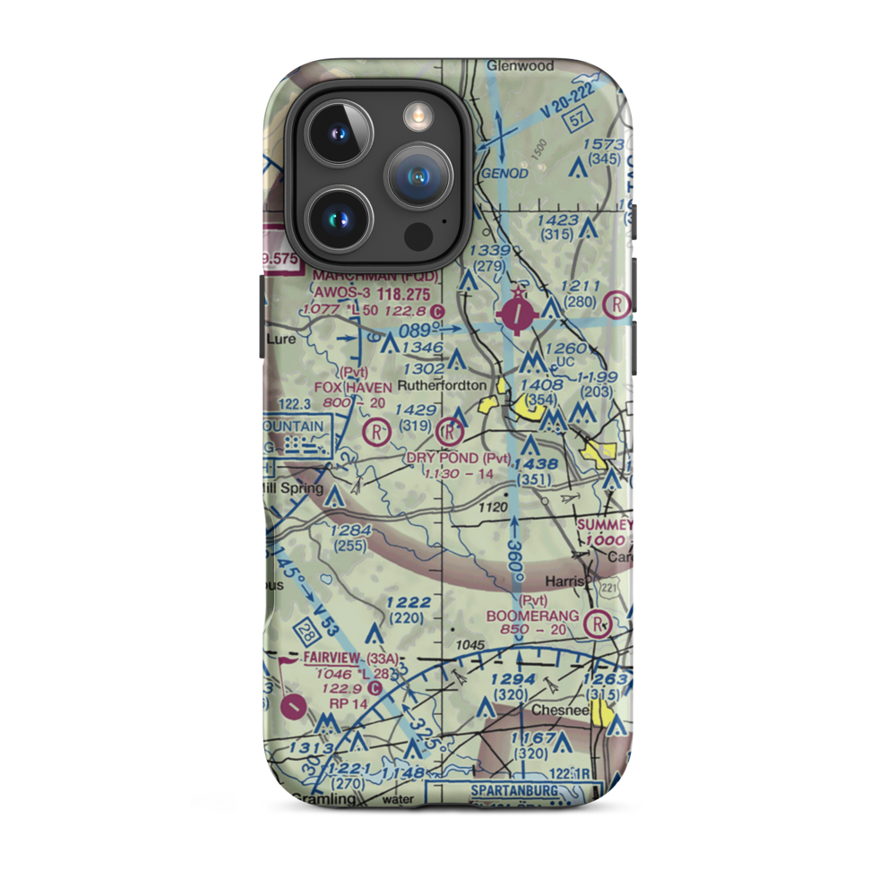Dry Pond Airport (28NR) VFR Sectional  Tough iPhone Case iPhone 16 Pro Max model shown