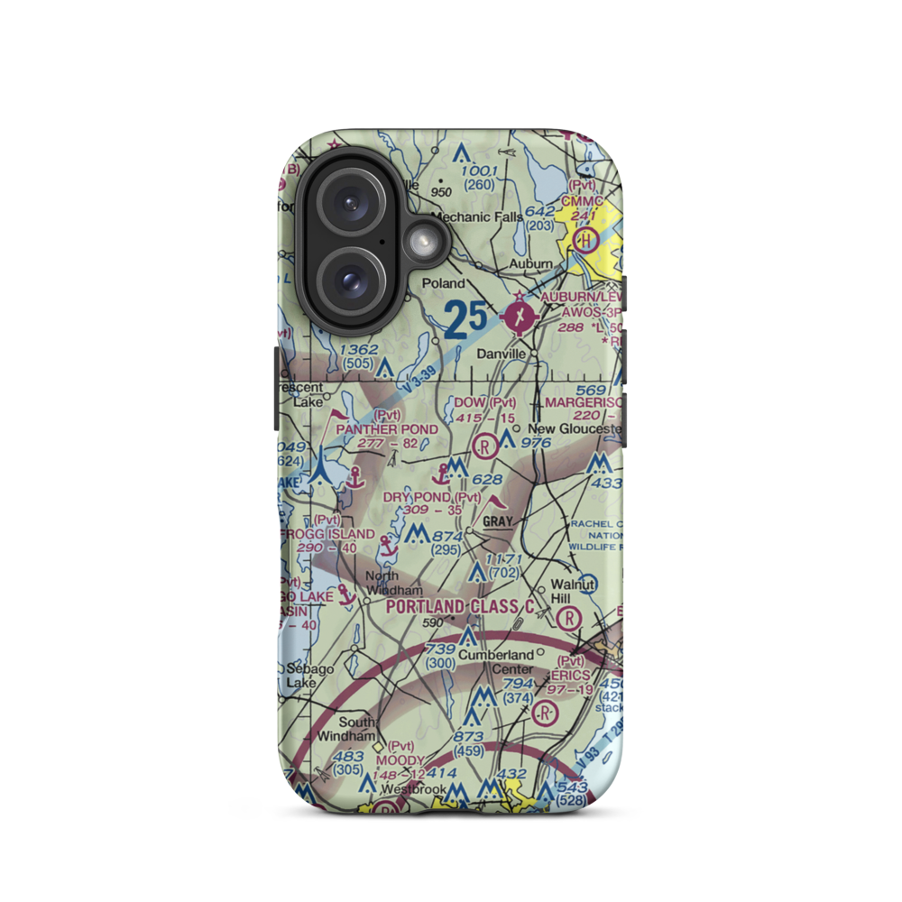 Dry Pond Seaplane Base (ME80) VFR Sectional  Tough iPhone Case iPhone 16 model shown