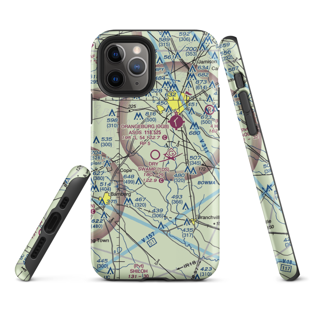 Dry Swamp Airport (1DS) VFR Sectional  Tough iPhone Case iPhone 11 Pro model shown