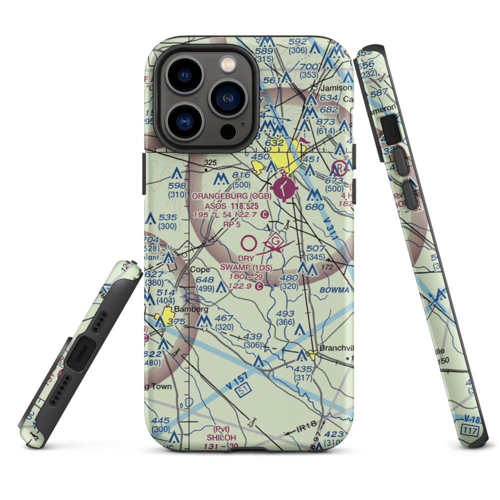 Dry Swamp Airport (1DS) VFR Sectional  Tough iPhone Case iPhone 13 Pro Max model shown