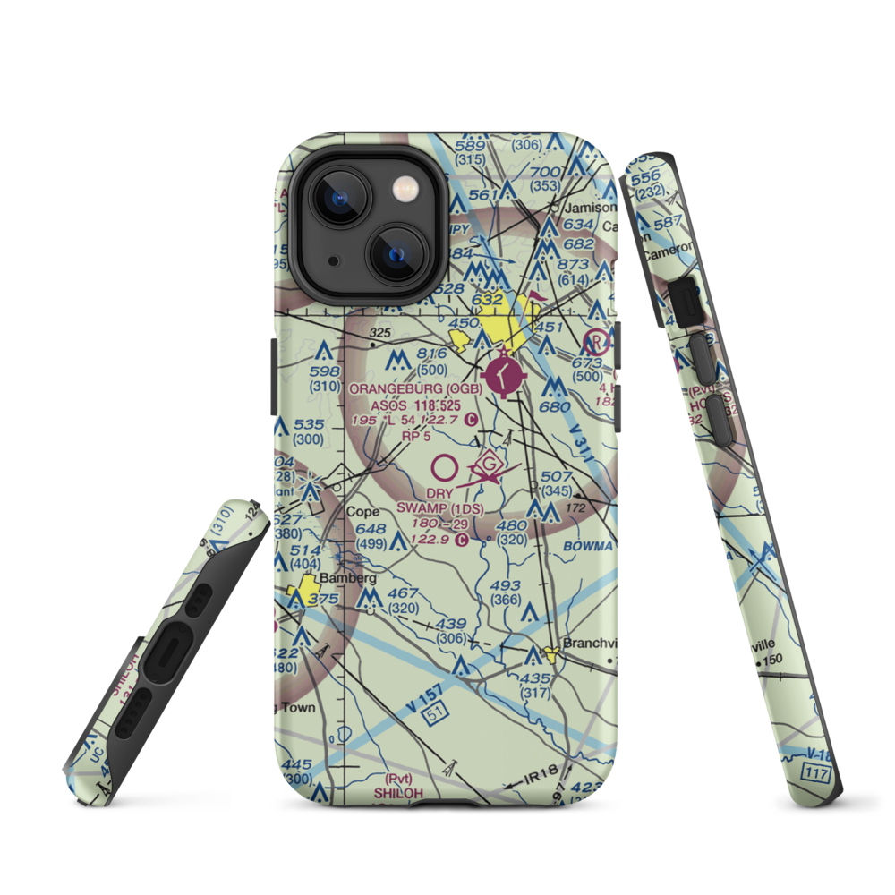 Dry Swamp Airport (1DS) VFR Sectional  Tough iPhone Case iPhone 14 model shown