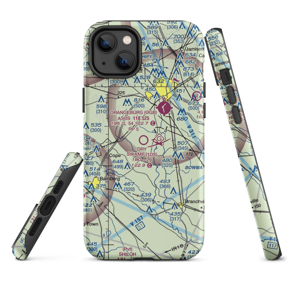 Dry Swamp Airport (1DS) VFR Sectional  Tough iPhone Case iPhone 14 Plus model shown