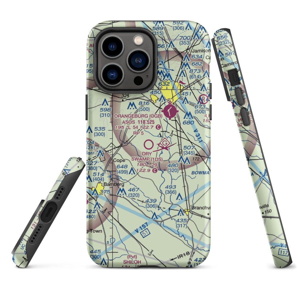 Dry Swamp Airport (1DS) VFR Sectional  Tough iPhone Case iPhone 14 Pro Max model shown