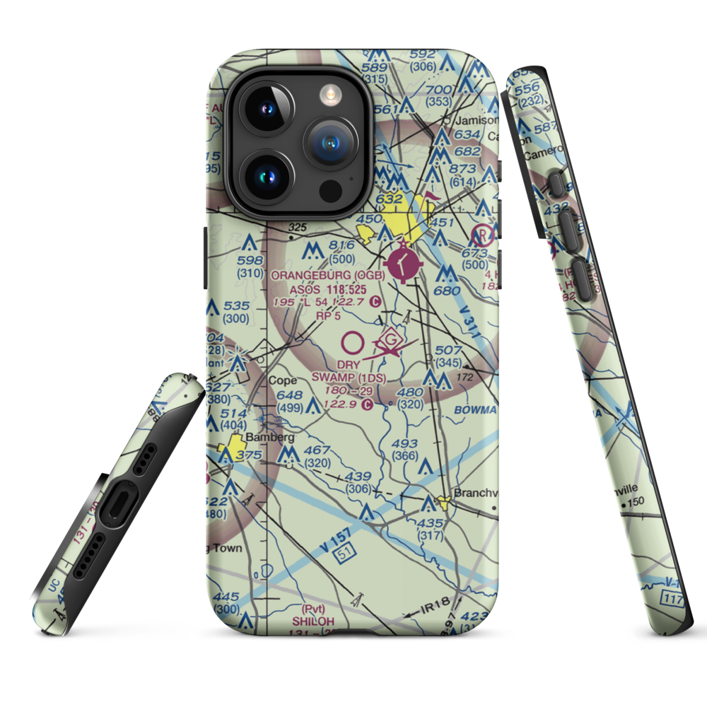 Dry Swamp Airport (1DS) VFR Sectional  Tough iPhone Case iPhone 15 Pro Max model shown