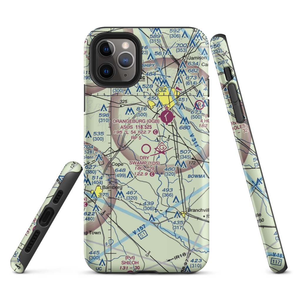 Dry Swamp Airport (1DS) VFR Sectional  Tough iPhone Case iPhone 11 Pro Max model shown