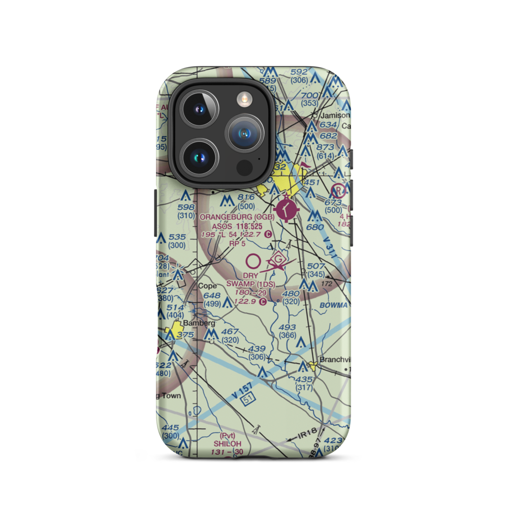Dry Swamp Airport (1DS) VFR Sectional  Tough iPhone Case iPhone 16 Pro model shown