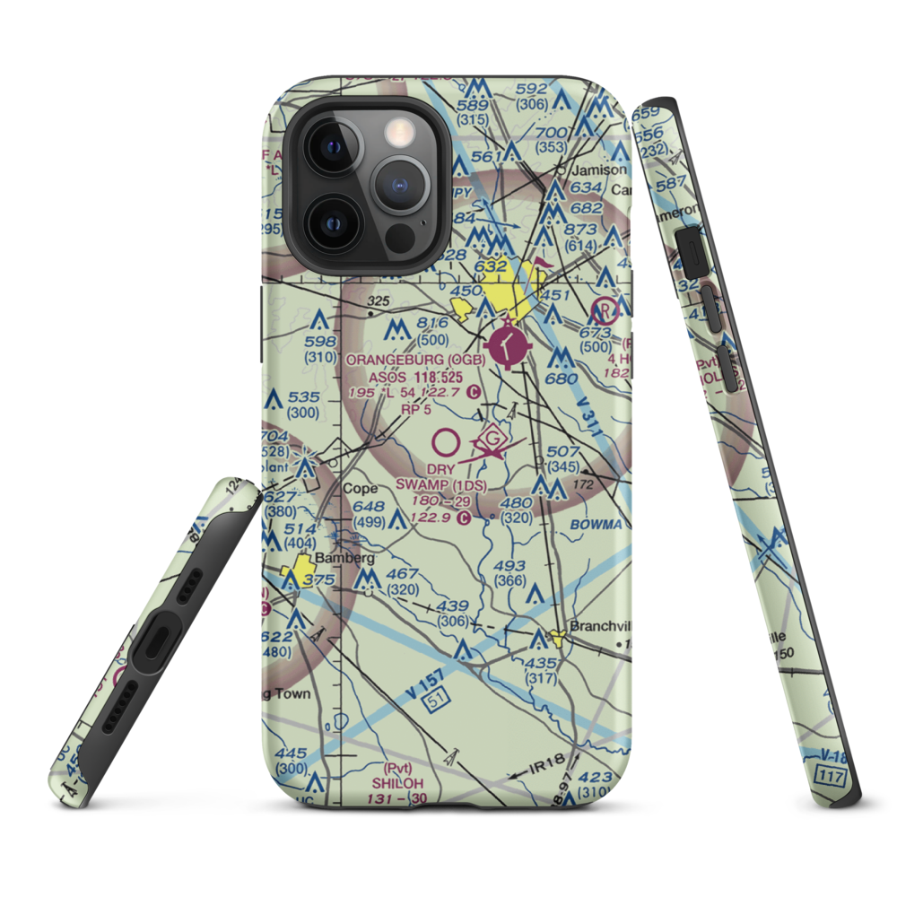 Dry Swamp Airport (1DS) VFR Sectional  Tough iPhone Case iPhone 12 Pro Max model shown