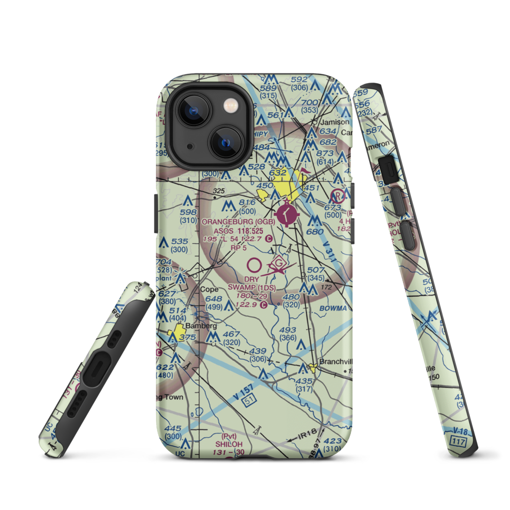 Dry Swamp Airport (1DS) VFR Sectional  Tough iPhone Case iPhone 13 model shown