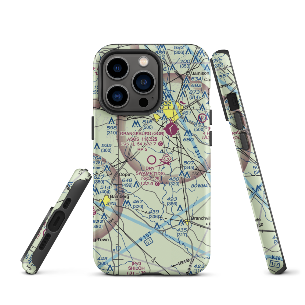 Dry Swamp Airport (1DS) VFR Sectional  Tough iPhone Case iPhone 13 Pro model shown