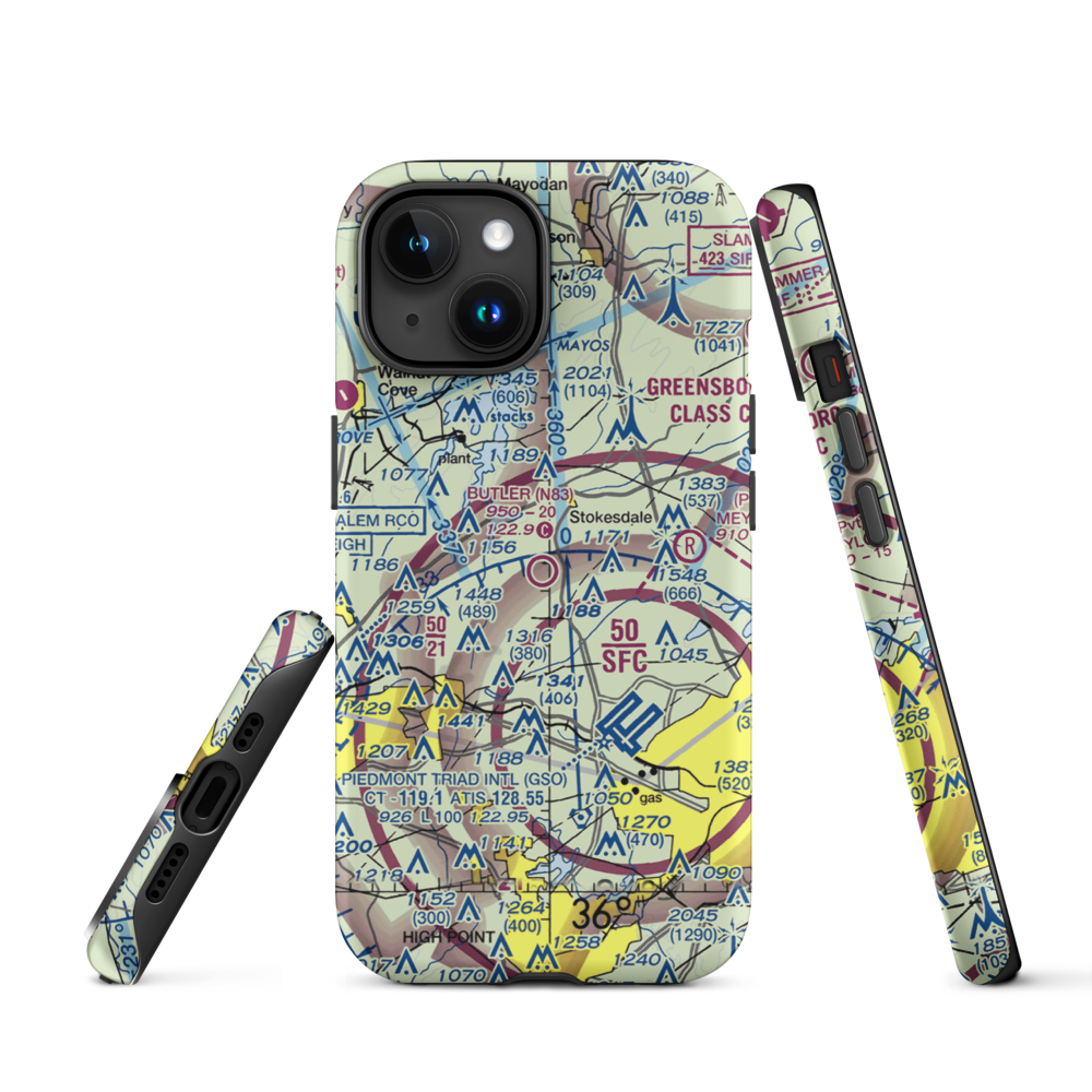 Ds Butler Farm and Airfield (N83) VFR Sectional  Tough iPhone Case iPhone 15 model shown